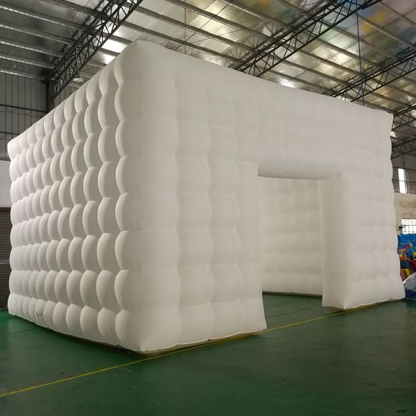 wholesale Personalizado 10x10x4.2mH (33x33x14ft) Carpa de cubo inflable con luz LED Las carpas cuadradas explotan el fotomatón para la boda de la fiesta de camping