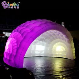 Groothandel gepersonaliseerd 10x10x4,5 mh (33x33x15ft) LED -verlichting opblaasbare koepeltent voor podium Prop Dome Igloo Wedding Party Toys Sport