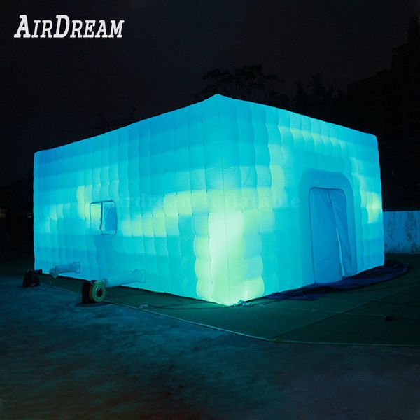 wholesale Personalizado 4X4X3.2 metros LED iluminado blanco inflable carpa cubo carpas cuadradas volar fotomatón para Camping Party Wedding 001