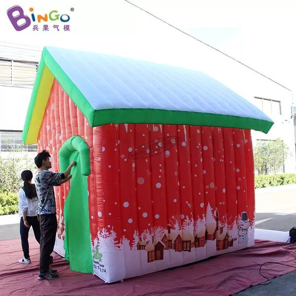 wholesale Personalizado 5mLx4mWx3.5mH (16.5x13.2x11.5ft) casa de Navidad inflable gigante soplado por aire Edificios de Santa para fiestas al aire libre decoración de eventos juguetes deportivos