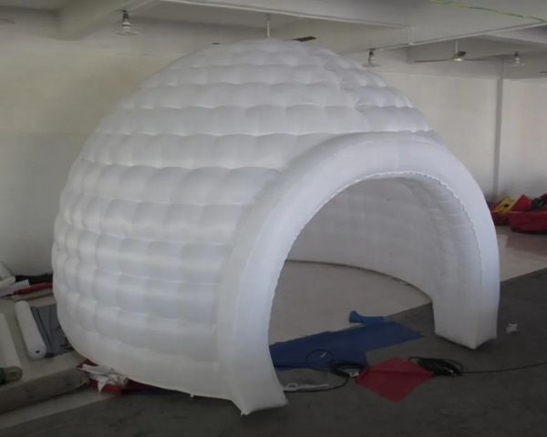 en gros personnalisé 6m / 8m 19,7 / 26,2 pieds de diamètre grande tente de dôme gonflable éclairée éclairée soufflent des tentes igloo blanches pour les fêtes ou événements en plein air 001