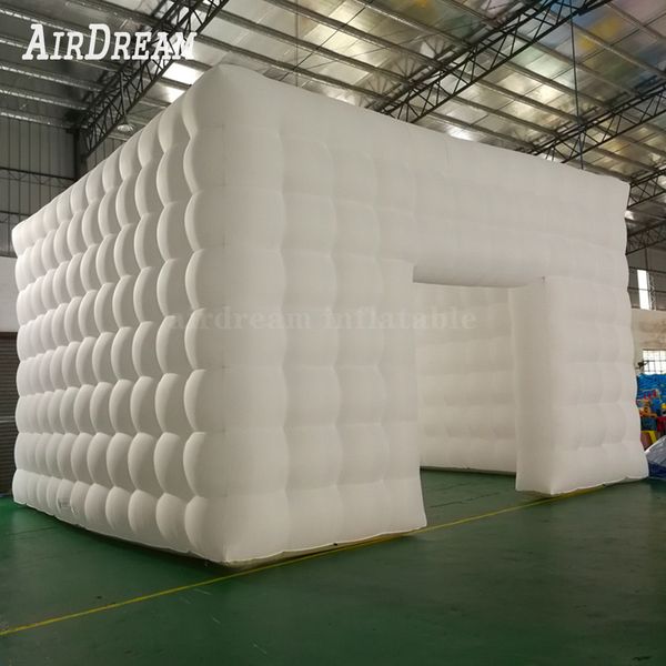 wholesale Les tentes carrées de tente de cube gonflable blanche éclairées par LED personnalisées de 6x6x3.5mH (20x20x11.5ft) explosent un photomaton pour le mariage de fête de camping