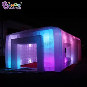 groothandel Gepersonaliseerde 9.5x5.2x3.7mH opblaasbare beurstent voeg led-verlichting inflatie vierkante tent toe voor outdoor evenement feestdecoratie speelgoed sport