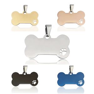 Groothandel Gepersonaliseerde Gravure Hollow Dog Claw Bot -vormige hanger Pet Listing Naam Tags Puppy Cat Dog Carrars
