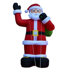 wholesale Père Noël gonflable géant personnalisé pour la décoration de fête de Noël en plein air Ballons de modèle de vieil homme du Père Noël avec lumière LED 001