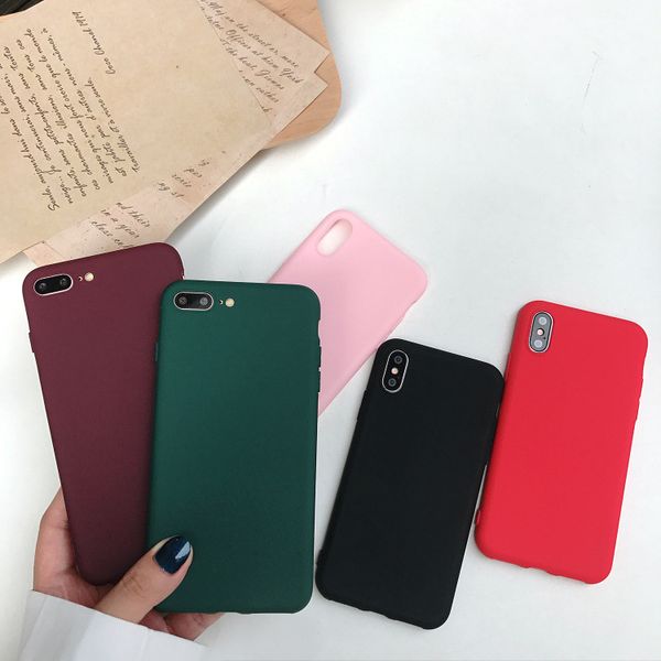 Capa de telefone por atacado para iPhone X XS MAX XR Capa de desenho animado para iPhone 8 7 6 S 6S Plus Colorul Ultra Thin Cases Rosa Preto Vermelho Verde