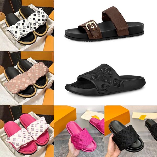 wholesale Oreiller femme pantoufle mens italie plate-forme Pool Mules Femmes Sandales Sunset Flat Comfort Mules Rembourré Avant Sangle maison en caoutchouc moelleux dhgate célèbres pantoufles