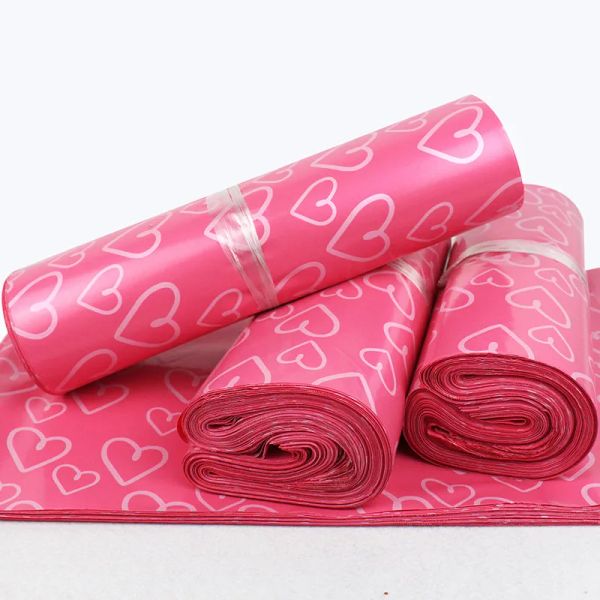 Mayorista Pink Heart Poly Mailer Envío bolsas de envasado de plástico Productos Correo Por Courier Storage Suministros Correo Pacaje auto adhesivo ZZ