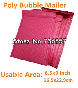 Vente en gros - Rose rougeâtre 6.5X9inch / 165X229MM Espace utilisable Poly bulle Mailer enveloppes 18,5 * 23cm rembourré Mailing Bag Self Sealing 100pcs