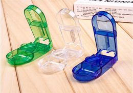 Groothandel Plastic Pil Cutter Splitter Halve Opbergvak Box Geneeskunde Tablet Holder Veilig Gratis Verzending 3 Kleuren