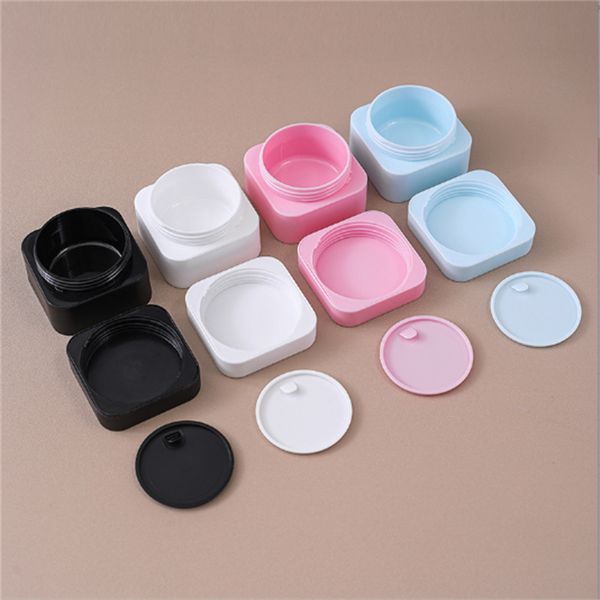 wholesale Plastique PP Skincare Crème Pots Bouteille Rechargeable Mat 4 Couleurs Vide Emballage Cosmétique Portable Carré Crème Pour Les Yeux Pots Conteneur 5g 10g 20G 30G 50G JL1712