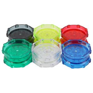 Broyeurs à fumer en plastique en gros tabac à herbes 2 pièces broyeur broyeur broyeur à main 6 couleurs diamètre 53mm