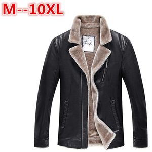 Venta al por mayor- tallas grandes 10XL 8XL 6XL 5XL Chaquetas de cuero genuino para hombres de invierno Marca Chaqueta de piel de oveja marrón y abrigos con cuello de lana de piel Cálido