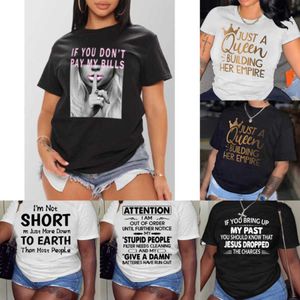 Groothandel plus maat 3xl 4xl 5xl vrouwen tops ontwerper nieuwe persoonlijkheidsbrief afdrukken korte mouwen t-shirt