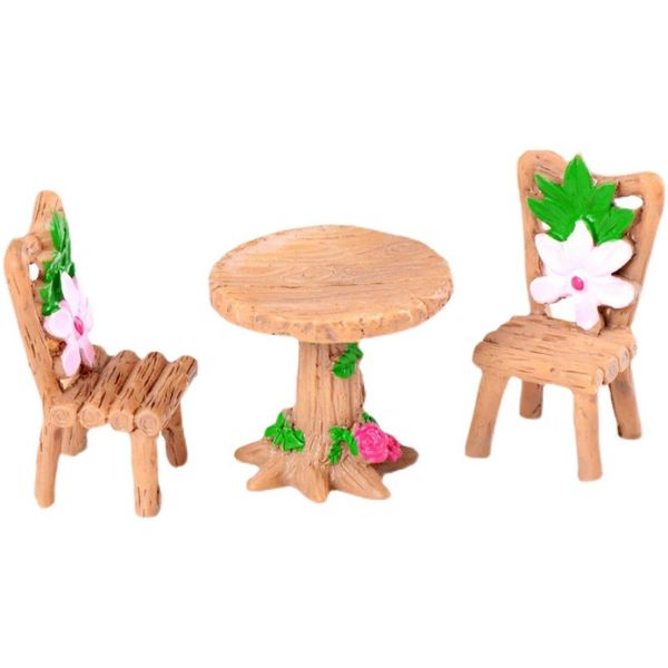 Polyresin Polyresin redonda Decoraci￳n de jard￭n de jard￭n mini figurine silla de hadas 3pcs/set