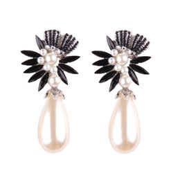 Groothandel - Populaire modeontwerper overdreven kleurrijke strass Crystal Diamond Flower Pearl Pendant Stud Oorbellen voor Dames Meisjes
