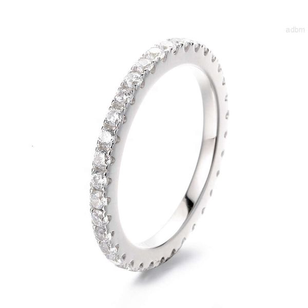 Venta al por mayor, joyería fina Popular, anillo clásico chapado en rodio de plata de ley S925, anillo de banda de eternidad de moissanita para mujer, regalo Unisex