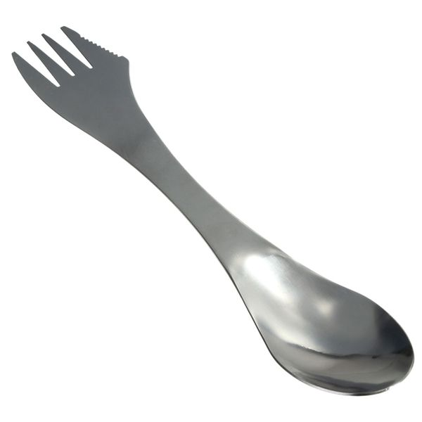 Gros-Portable 3in1 En Acier Inoxydable Spork Cuillère Couteau Fourchette Couverts Ustensile Vaisselle Camping En Plein Air Pique-Nique Gadget