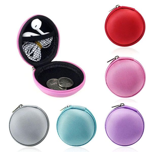 wholesale Étui portable pour étui pour casque Mini sac de rangement rond à fermeture à glissière pour sacoche pour étui pour écouteurs Cartes SD TF Écouteurs