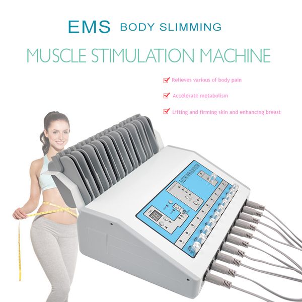 Venta al por mayor electroestimulación portátil ondas rusas EMS calentamiento estimulador muscular eléctrico EMS máquina de adelgazamiento con aprobación CE
