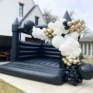 wholesale Casa de rebote negra inflable portátil, carpa de salto con castillo animoso de boda de pvc completo con soplador de aire para eventos de fiesta