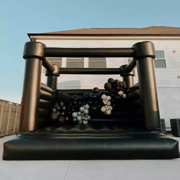 Casa de rebote negra inflable portátil al por mayor PVC Castillo de bodas PVC Tienda de salto con ventilador de aire para evento de fiesta gratis