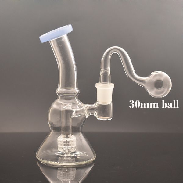 Venta al por mayor Portátil Pequeño Bong de vidrio Cachimbas Percolador de matriz suiza para fumar tabaco Cuchara Pipa Cigarrillo Cigarro con tubo de quemador de aceite de vidrio macho de 14 mm