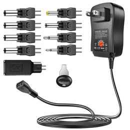 Groothandel voedingsadapter 9 in 1 verstelbare spanning 3V/4,5V/5V/6V/7,5V/9V/12V verstelbare anode kathode voedingsadapter 12W 30W universele adapter voor EU/US/AU/UK-stekker