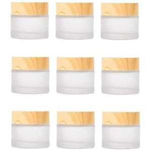 Bouteille de crème pour les yeux et le visage de qualité supérieure, pot cosmétique en verre givré, 5ml, 10ml, 15ml, 30ml, 50ml, 100ml, emballage de stockage de soins de la peau avec grain de bois, vente en gros