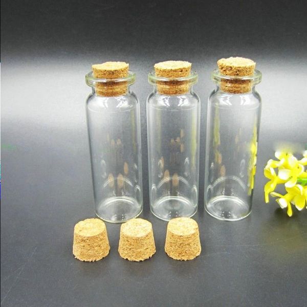 Precio al por mayor 15ML Botella de vidrio de los deseos Botella a la deriva 05OZ con tapón de madera Mini botella de vidrio Envío gratis Envase de vidrio Ecitb
