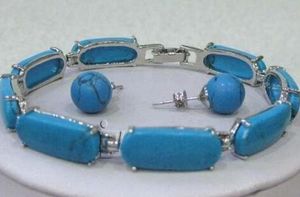 Groothandel prijs 16new ^^^^ Blue stone link armband oorbellen set