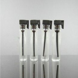 Prix ​​de gros 1 ml 2 ml E Forme à parfum Liquid Pragance Bouteilles en verre mini-échantillon Bouteilles transparentes avec capuchon blanc noir rlkdp