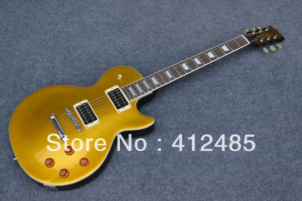 Envío gratis precio al por mayor-2013 nueva llegada estilo slash color dorado guitarra eléctrica trasera negra con estuche rígido