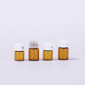 Mini bouteille ambre 1ml 2ml avec bouchon déchirable, 2400 pièces/lot, prix de gros