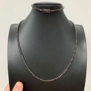 Groothandel Prijs Zwart Moissanite Tennisketen Iced 925 Zilver zwart Gold vergulde 2-5 mm Zwarte tennisarmband Moissanite Chain