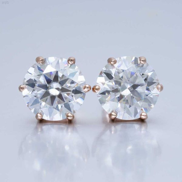 Prix de gros personnalisé 925 argent Sterling plaqué or blanc 5.0mm rond Moissanite boucles d'oreilles pour dames