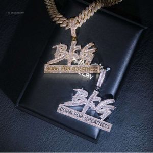 Prix de gros Bijoux Hip Hop personnalisés, collier à breloques, pendentifs Moissanite en lettrage