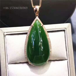 Groothandel prijs edelsteen sieraden gouden peer vorm natuurlijk hetian jasper jade steen charme hanger