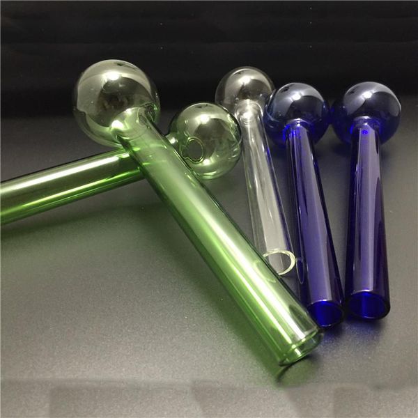 Prix de gros Tuyau de brûleur à mazout en verre Bong Couleurs Pipes à main pour fumer 8 pouces 50 mm barboteur tuyau d'eau en verre bong