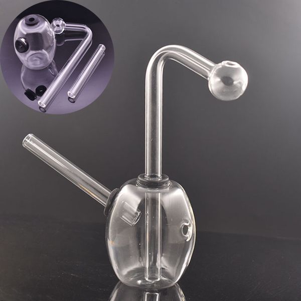 Precio al por mayor de vidrio para fumar agua Bong Hookah con grueso Pyrex Clear Heady Recycler Dab Rig Hand Oil Burner Bongs para herramientas para fumar