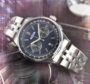 Prix de gros Hommes Plein Fonctionnel Habitants Chronomètre Montres Japon Mouvement À Quartz Chronographe En Cuir En Acier Inoxydable bande lumious popluar horloge montre Cadeaux