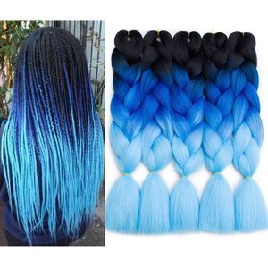 Prix de gros Ombre Jumbo Tressage Cheveux Synthétique Deux Ou Thress Ton Cheveux Couleur Jumbo Tresses En Vrac Extensions 24 pouces Ombre Boîte Tresses Cheveux