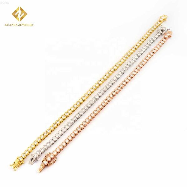 Precio al por mayor Producto Cadena de tenis de 3 mm Iced Out Vvs Moissanite Pulsera de tenis de plata esterlina