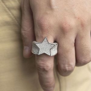 Groothandel Prijs Sterling Silver Rings for Men Iced Our Moissanite Jewelry Star Ring Hiphop Men Rings
