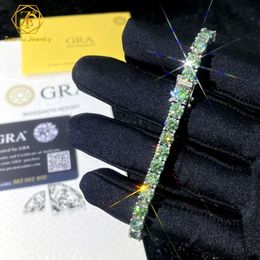 Groothandelsprijs Sterling Zilver S925 3mm 4mm 6.5mm 1ct Blauw-groene kleur Fijne sieraden Vvs Moissanite Diamond Tennis Chain
