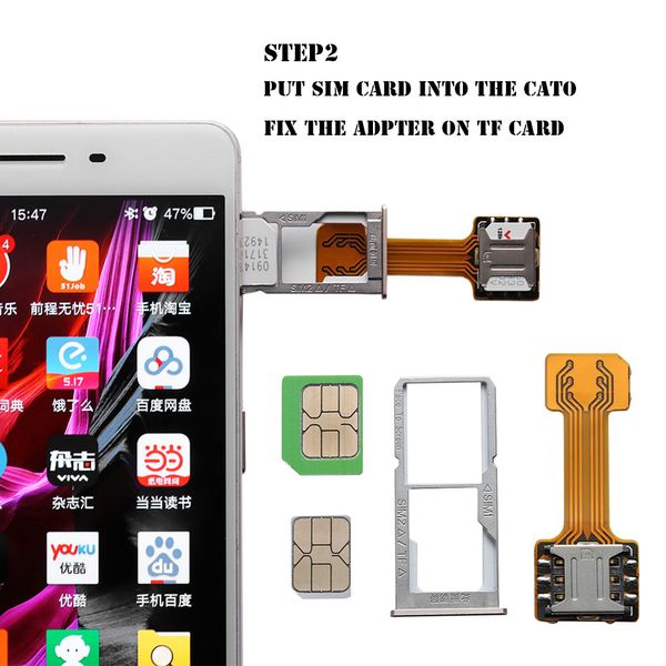 Prix ​​de gros prix Universal Practical TF Hybrid Sim Slot Dual Sim Extender Carte Adaptateur Micro SD Extender Nano Cato Android Phone