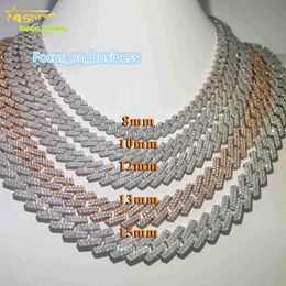 Wholesale price vvs moissanite 2 rows miami gold cuban chain necklace 925 sterling silver diamond mossanite cuban link chain