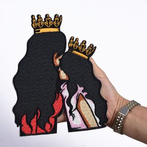 Gros prince et princesse personnalisé collège chenille patch fer sur les patchs de la couronne pour les vêtements