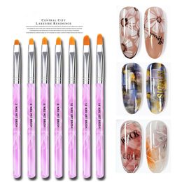 Groothandel Professionele Nail Art Borstels Set Gradiënt Lijn Schilderij Potting Pen Kit Acryl Handvat Gel Poolse Crystal Borstel Salon Nagels Manicure Tools