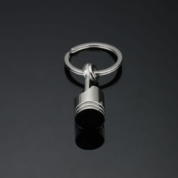 groothandel Relatiegeschenken Zilver Metalen Zuiger Auto Sleutelhanger Keyfob Motor Fob Sleutelhanger Ring sleutels ringen de376